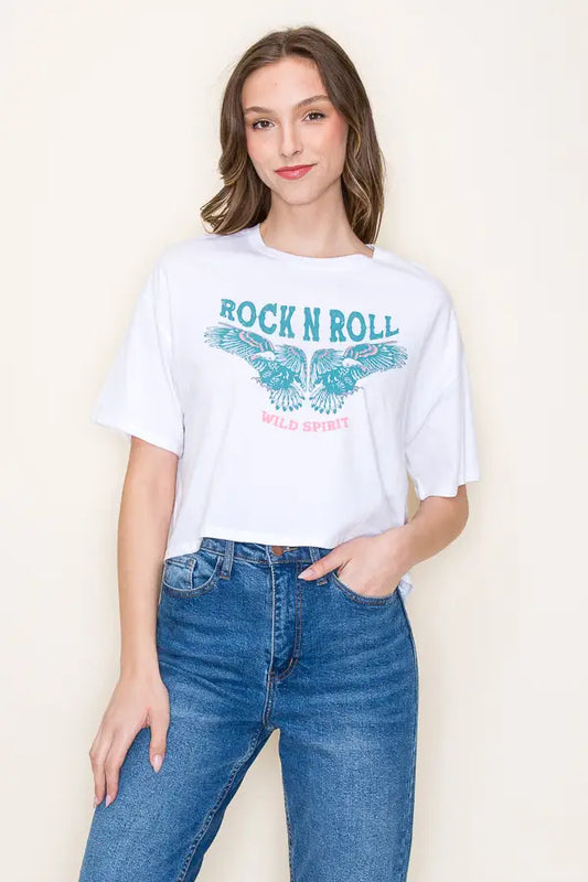 Rock N Roll Graphic Crop Top T-Shirt