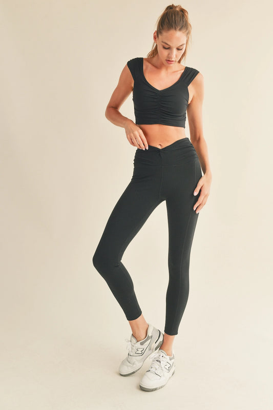 Rucheed Crop Top & Legging Set