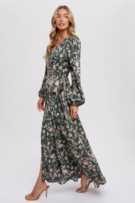 Floral Print Wrap Maxi Dress