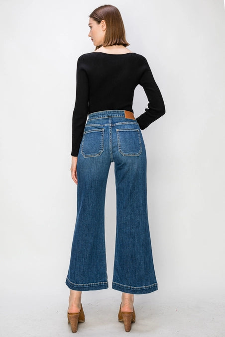 High Rise Crop Palazzo Jeans