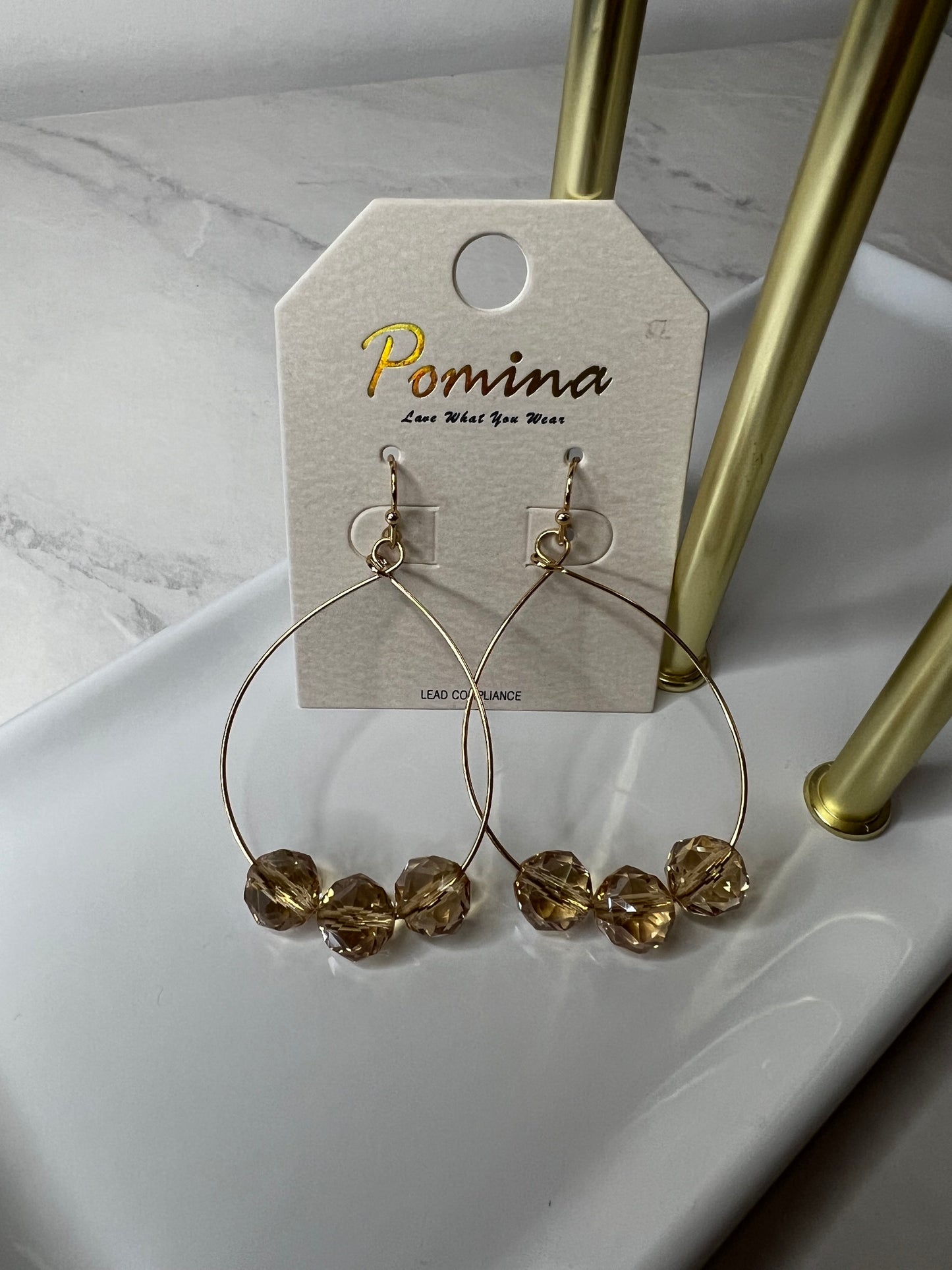 Gold Hoop Earring w/ Fancy Beads