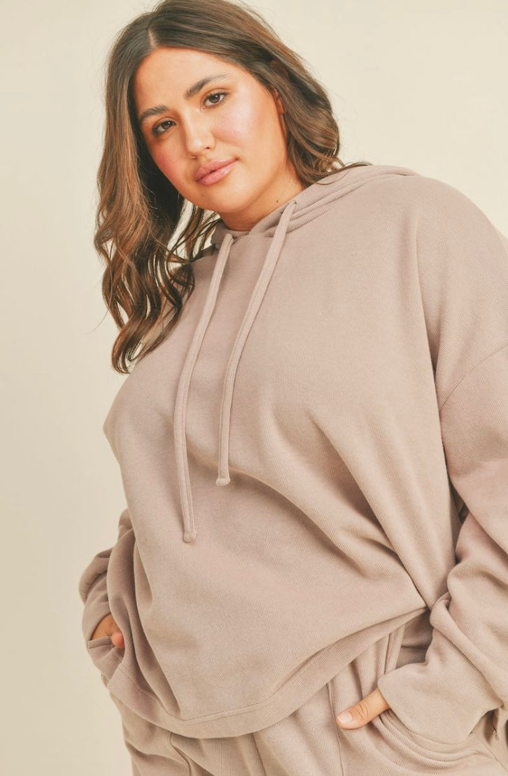Plus Size Taupe Hoodie & Pant Set