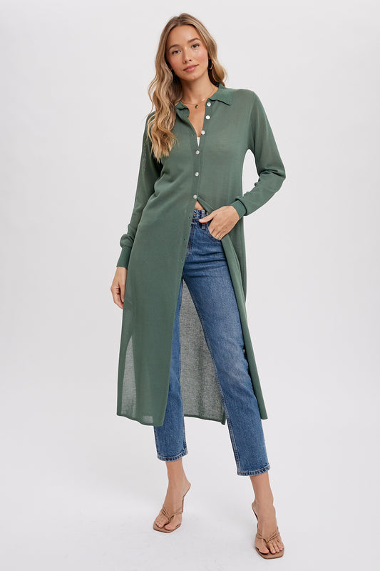 Longline Knit Shirt Top