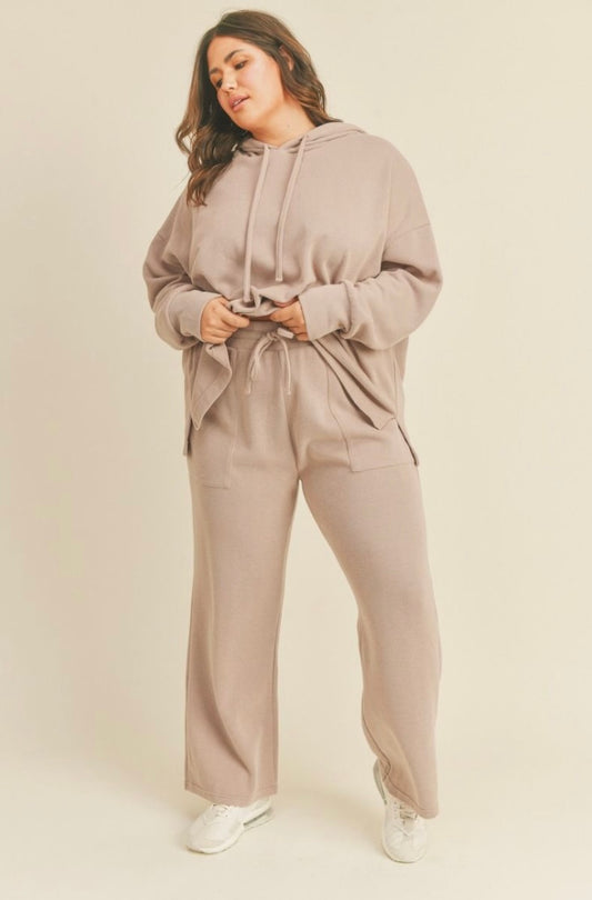 Plus Size Taupe Hoodie & Pant Set