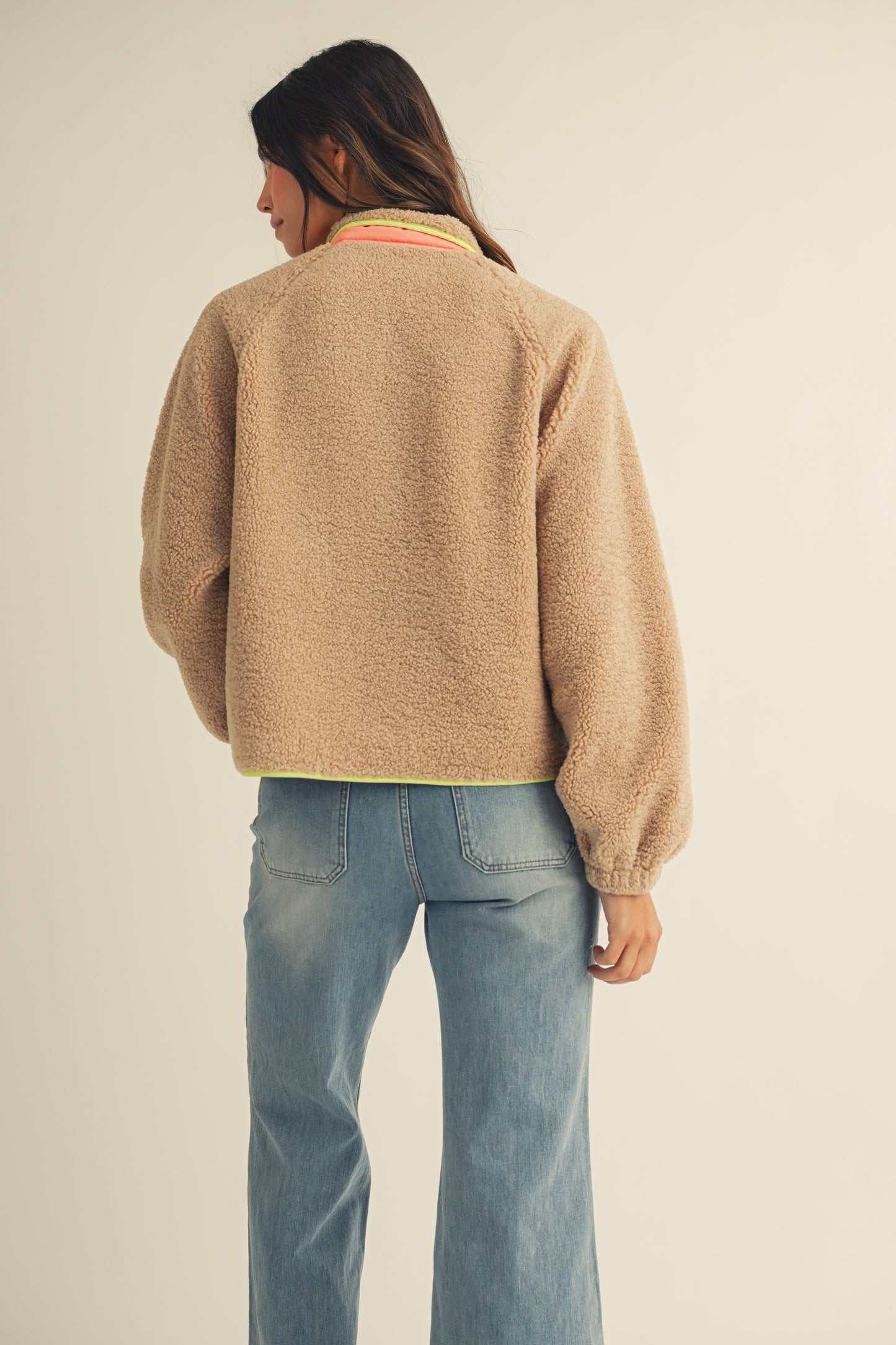 Fleece Daily Colorblock Button Pullover