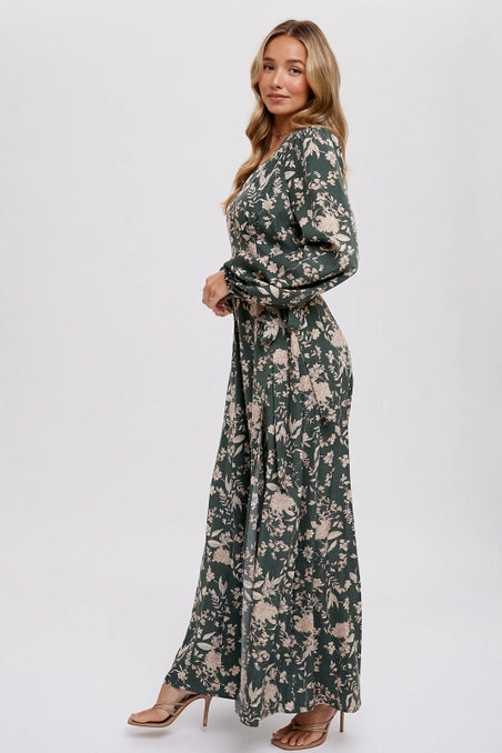 Floral Print Wrap Maxi Dress