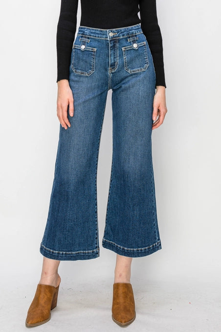 High Rise Crop Palazzo Jeans