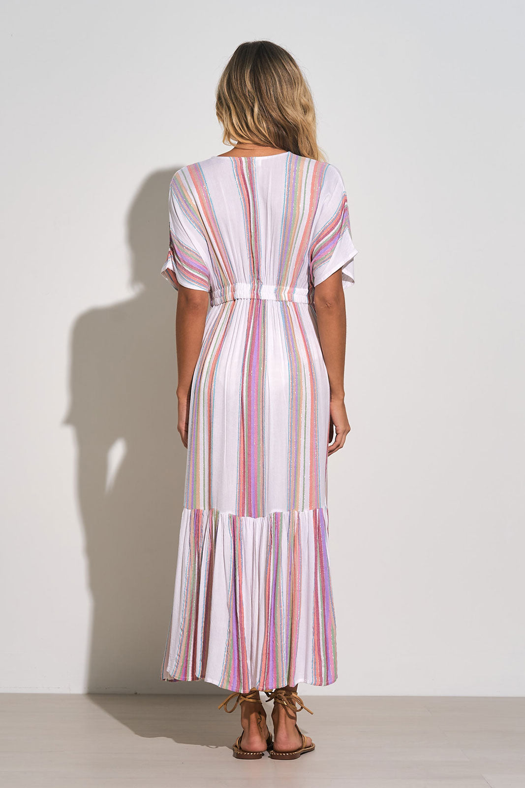 Multi Stripe Maxi Ruffle Dress