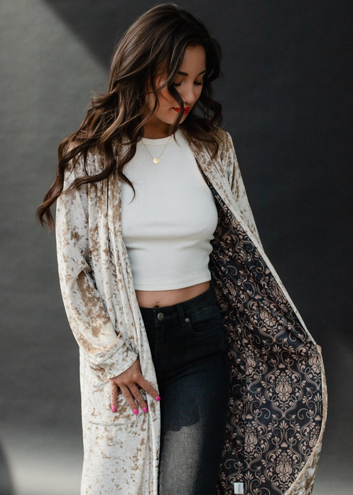 Champagne Velvet Duster Cardigan