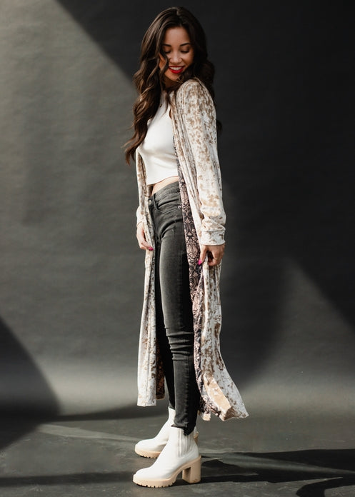 Champagne Velvet Duster Cardigan