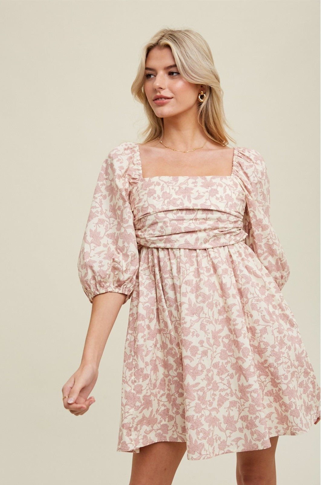 Floral Ruched Bust Mini Dress