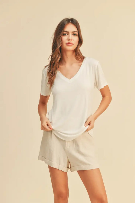 Bamboo Fabric V-Neck Short Sleeve Shirts