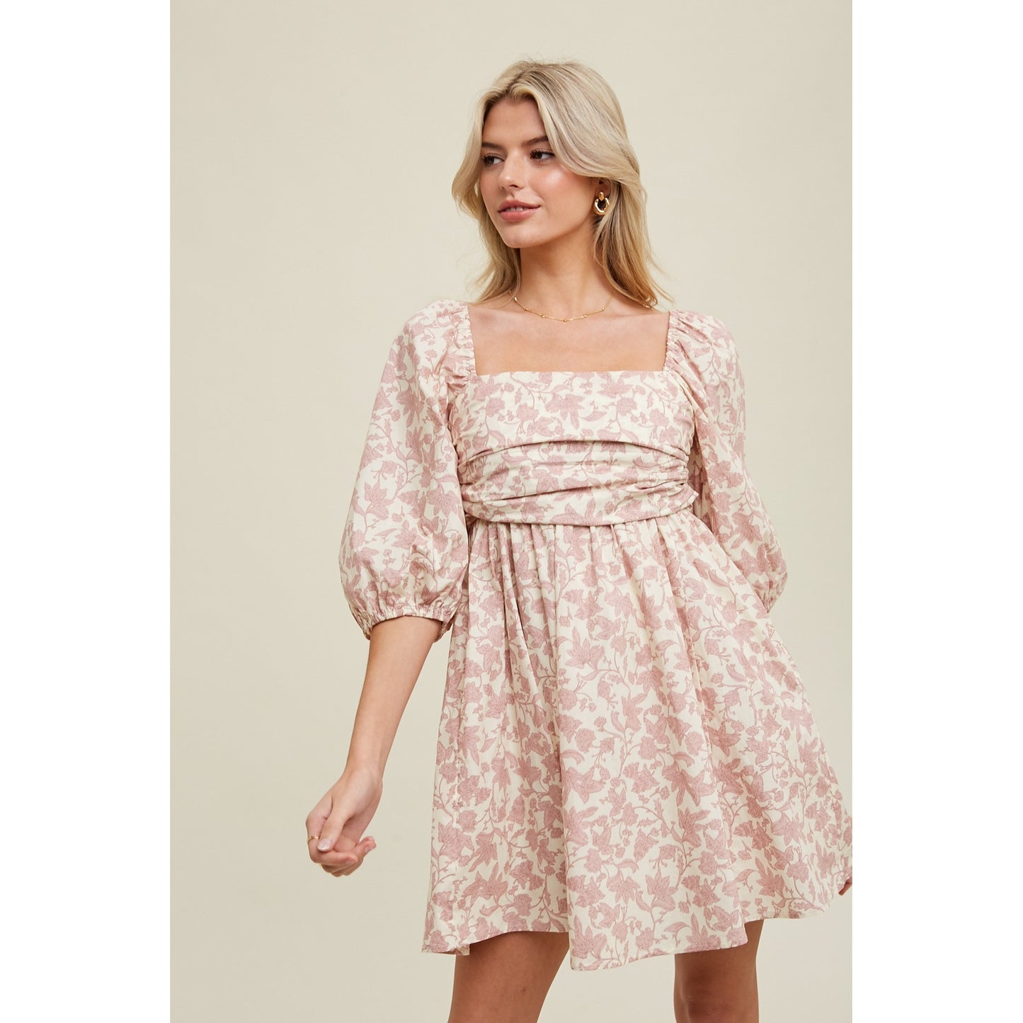 Floral Ruched Bust Mini Dress