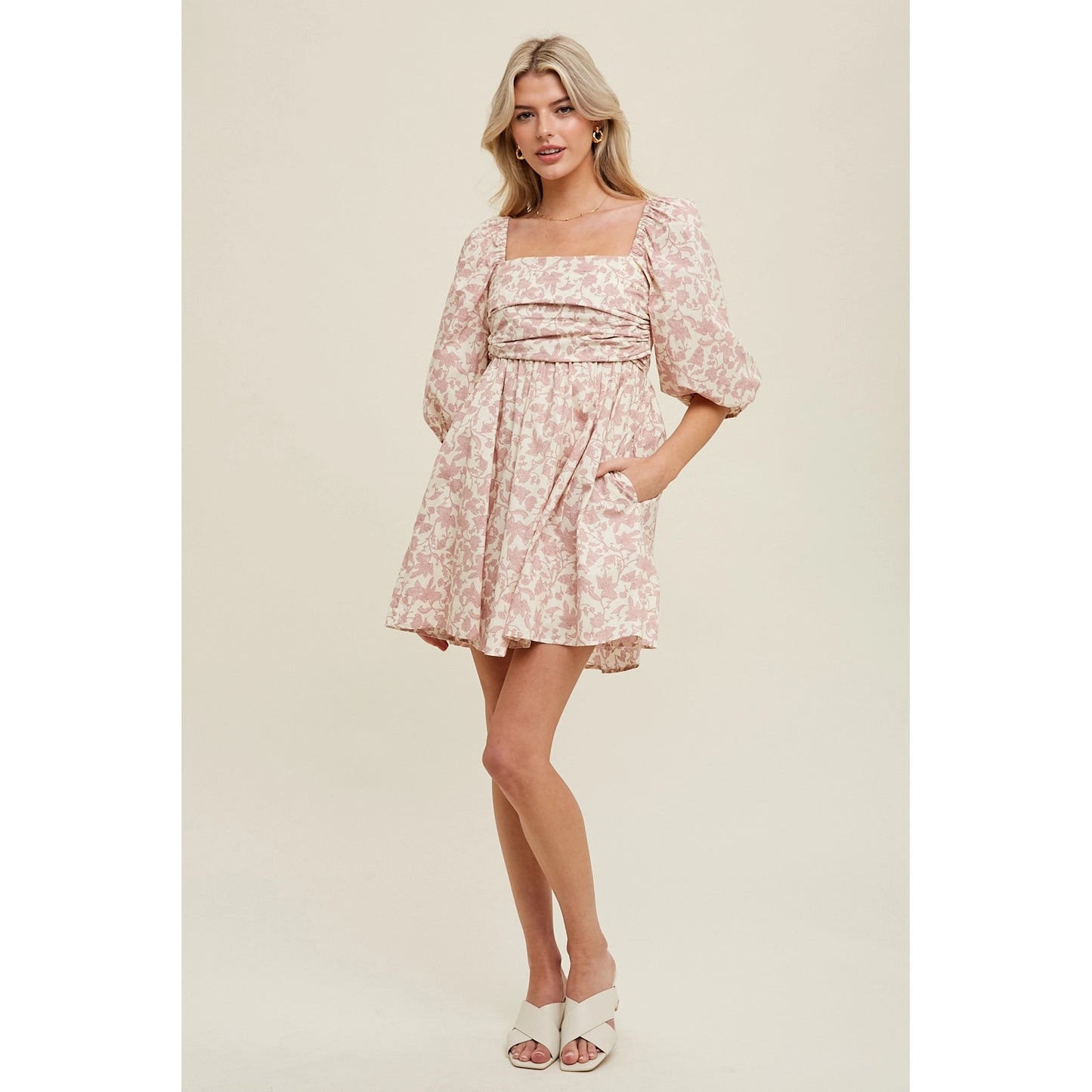 Floral Ruched Bust Mini Dress