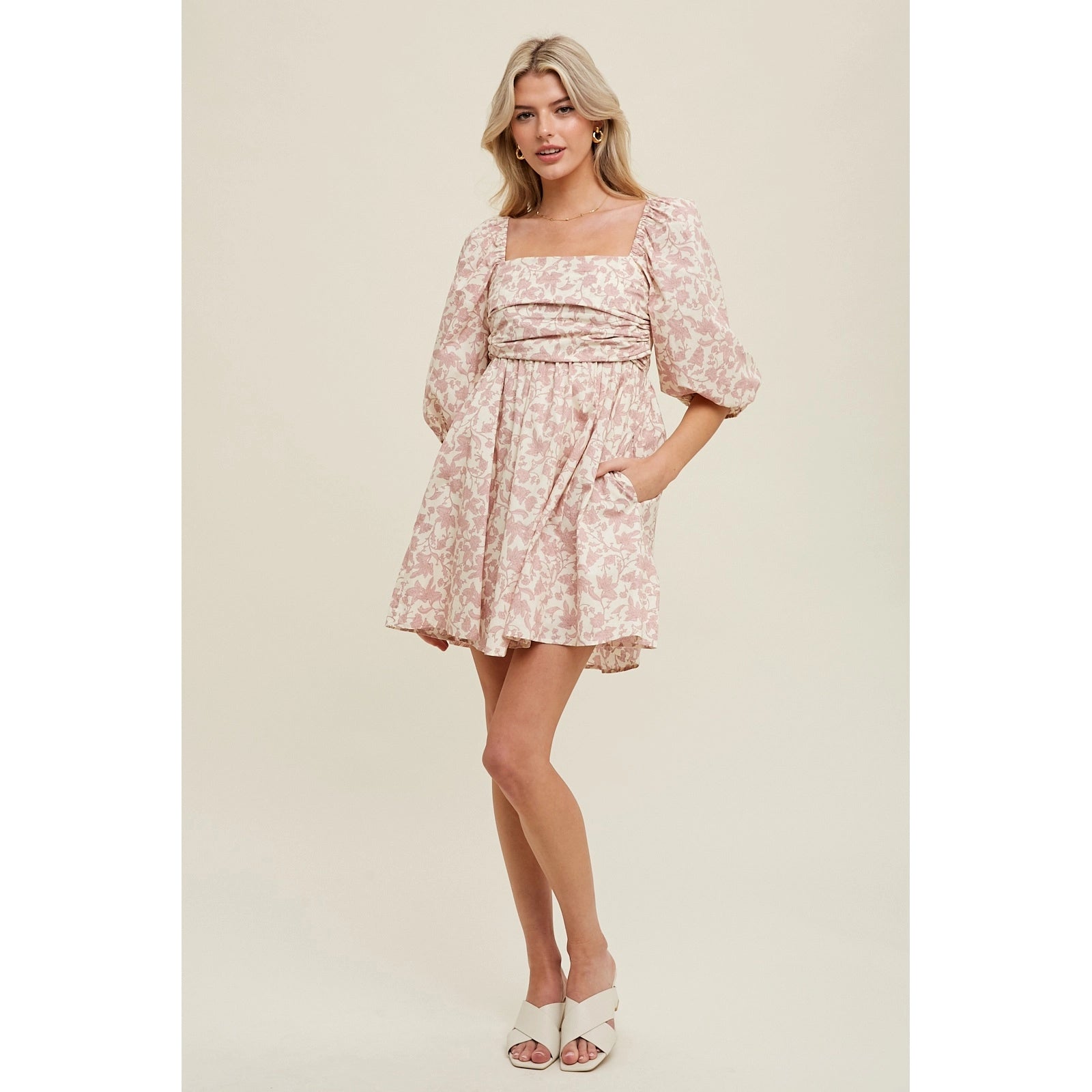 Floral Ruched Bust Mini Dress Medium