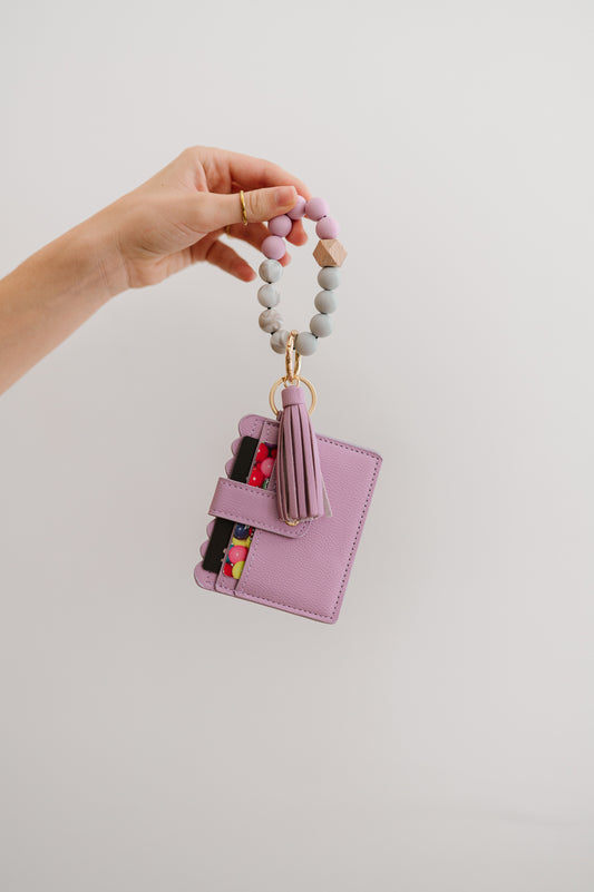 Wristlet Keychain Wallet w/  Silicone Beads & Tassel