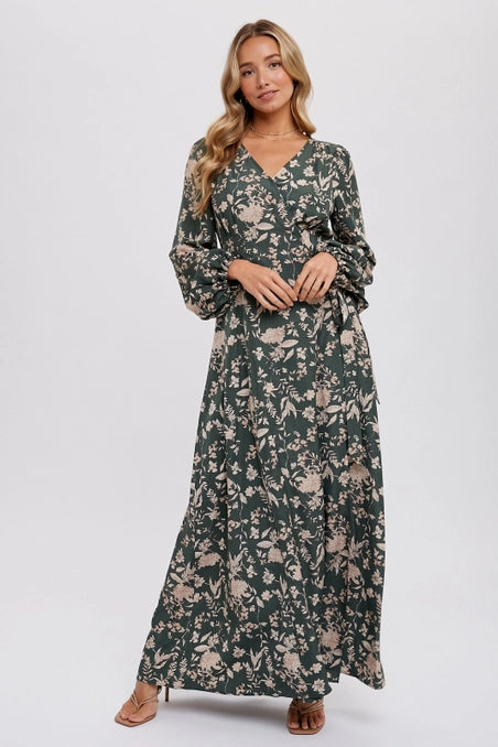 Floral Print Wrap Maxi Dress