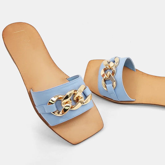 Dilia Light Blue Flat Sandals