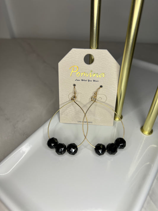 Gold Hoop Earring w/ Fancy Beads