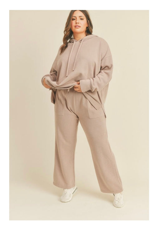 Plus Size Taupe Hoodie & Pant Set