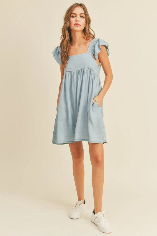 Ruffle Sleeve Baby Doll Dress