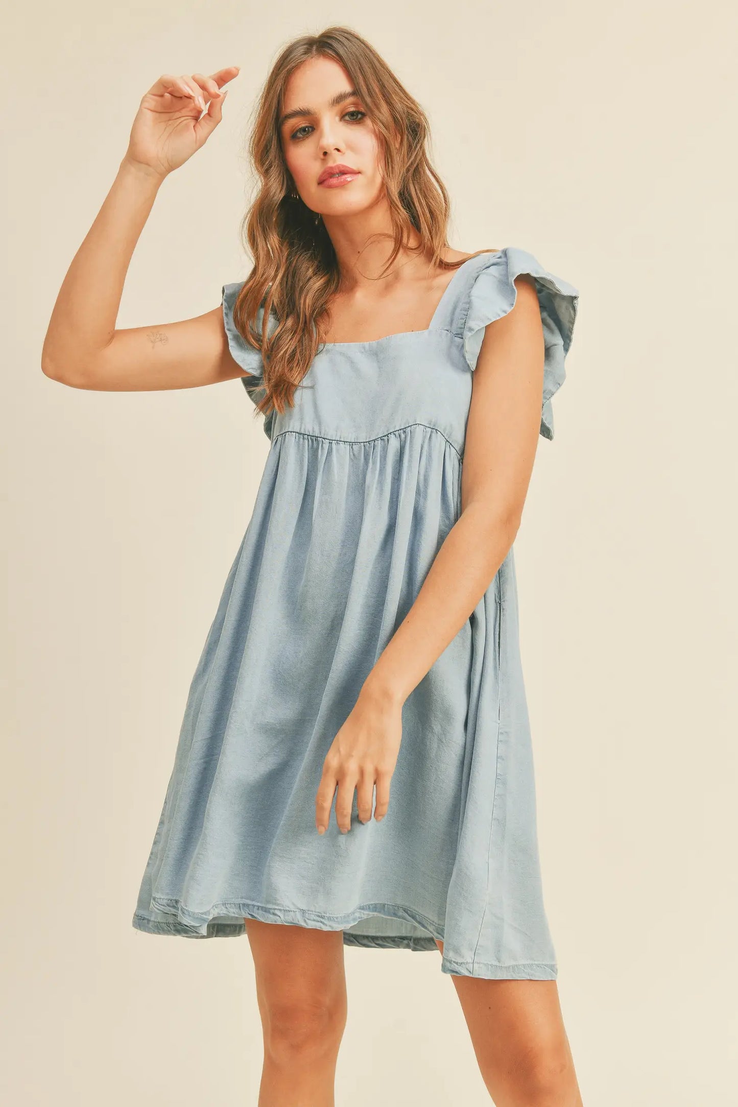 Ruffle Sleeve Baby Doll Dress